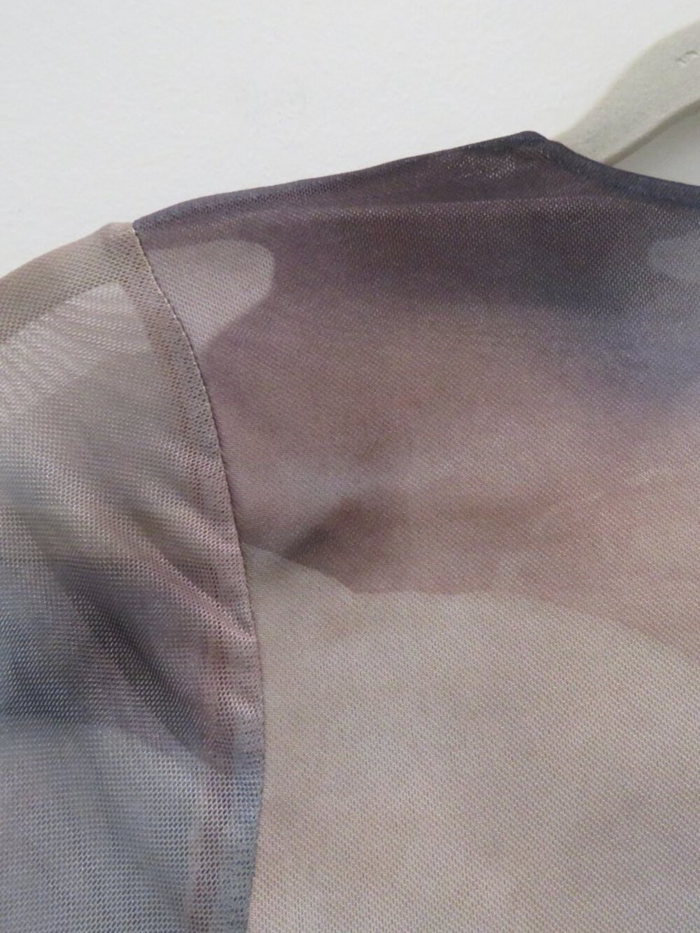 BOHME Jamie Watercolor Bodycon Mesh Maxi Dress XS Neutral Minimalist Abstract - Picture 12 of 15